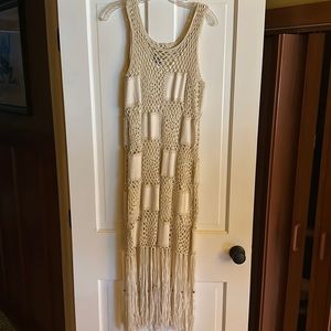 Patchwork macrame sleeveless dress